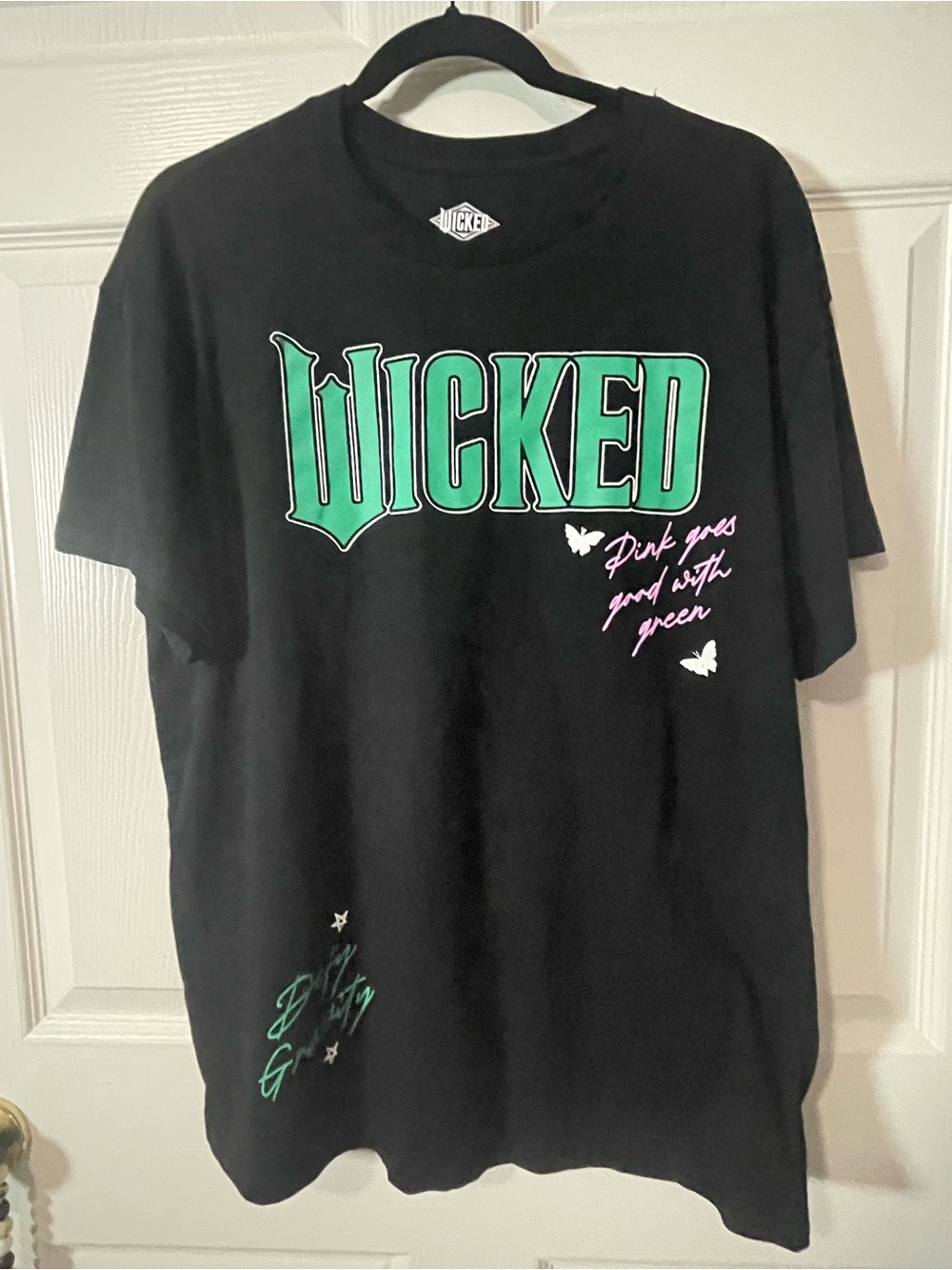 Wicked Graphic Tee in Black with Green and Pink Accents